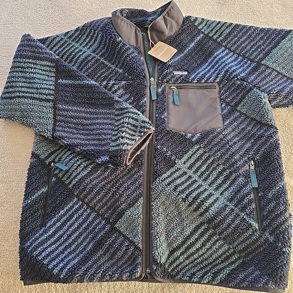 NWT Patagonia Men's Classic Retro X Rainfall Quilt Ink Black Fleece Jacket XXL